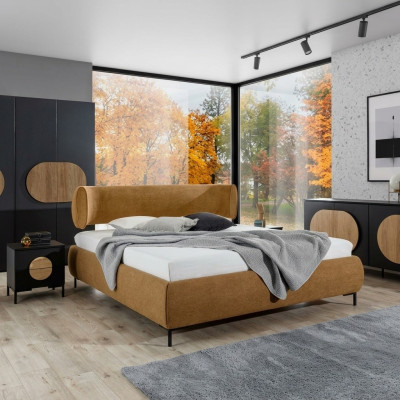 Muebles de dormitorio Marrón-Negro Diseñador Cama Armario Cómoda