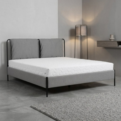 Dormitorio moderno cama cama doble gris estructura de metal camas de tela