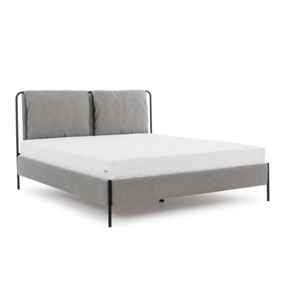 Dormitorio moderno cama cama doble gris estructura de metal camas de tela