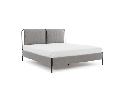 Dormitorio moderno cama cama doble gris estructura de metal camas de tela