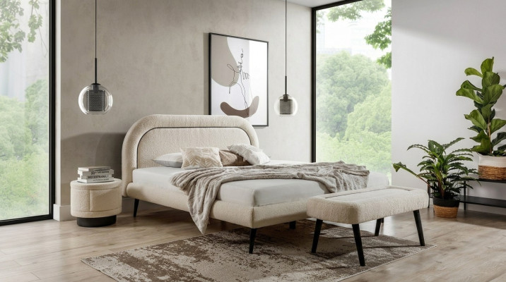 Muebles de dormitorio modernos cama acogedora cama banco 2 mesitas de noche