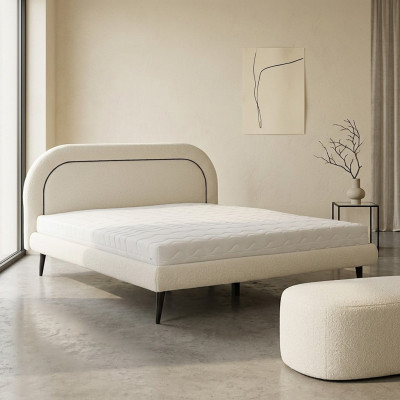 Muebles de dormitorio Cama blanca Cama doble acolchada de textiles modernos
