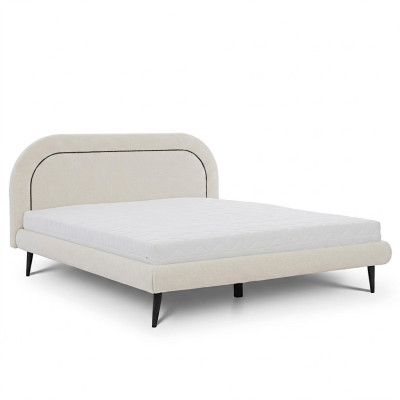 Muebles de dormitorio Cama blanca Cama doble acolchada de textiles modernos