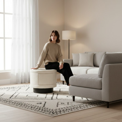 Mesa de noche blanca mueble de dormitorio estructura de madera diseño de encimera de cristal