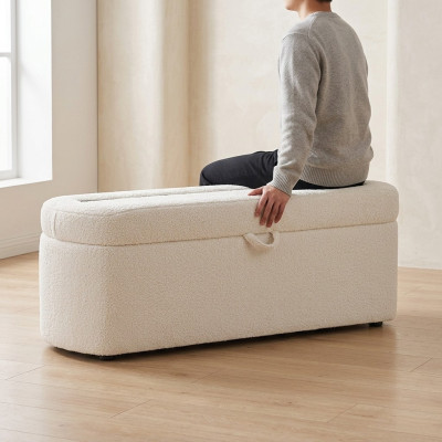 Muebles de dormitorio Banco blanco Banco de diseñador Aparador acolchado con almacenamiento