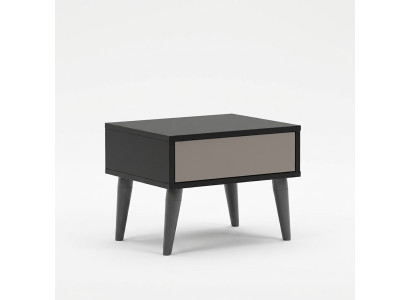 Mesita de noche negra con cajón, muebles de dormitorio de alta calidad.