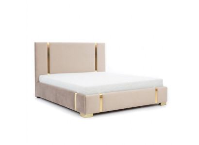 Cama de acero inoxidable beige dormitorio camas cama tapizada moderna muebles nuevo