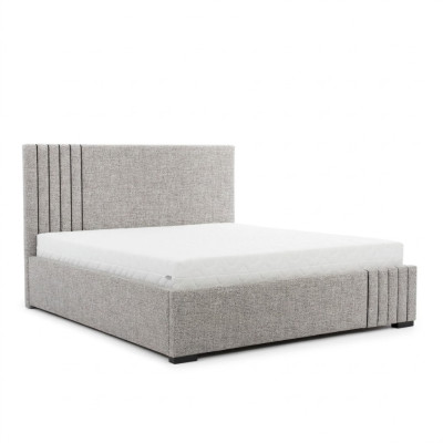 Elegante cama doble gris diseño dormitorio camas cabecero grande.