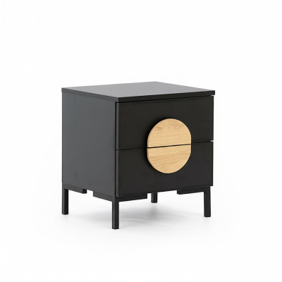 Mesa de noche negra diseño de mesita de noche con 2 cajones mueble de madera