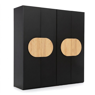 Armario negro, muebles modernos de dormitorio, armario de madera de lujo.