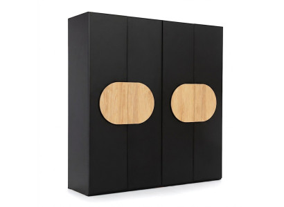 Armario negro, muebles modernos de dormitorio, armario de madera de lujo.