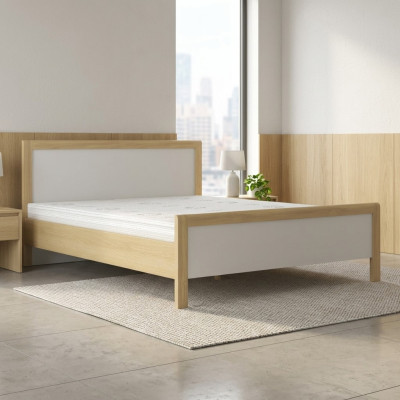 Cama moderna doble blanca dormitorio camas de alta calidad estructura de madera.