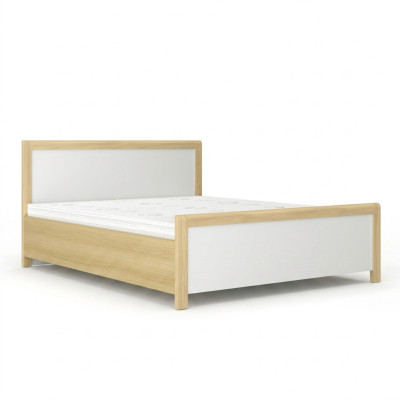 Dormitorio Cama de madera Cama doble blanca Diseñador Estructura de madera clara Nueva