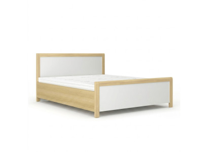 Dormitorio Cama de madera Cama doble blanca Diseñador Estructura de madera clara Nueva