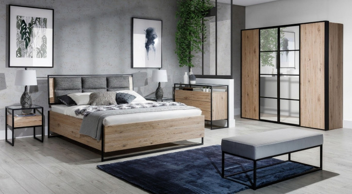 Juego de dormitorio moderno cama armario madera cómoda conjunto de 5 piezas.