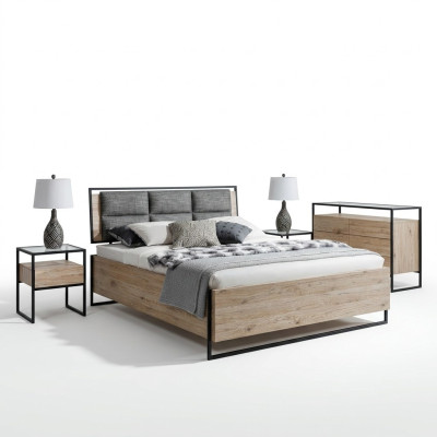 Juego de dormitorio moderno cama armario madera cómoda conjunto de 5 piezas.