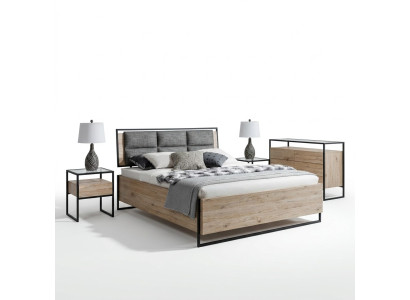 Juego de dormitorio moderno cama armario madera cómoda conjunto de 5 piezas.
