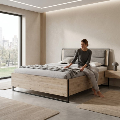 Cama moderna para dormitorio Cama de madera elegante Lujosa cama doble