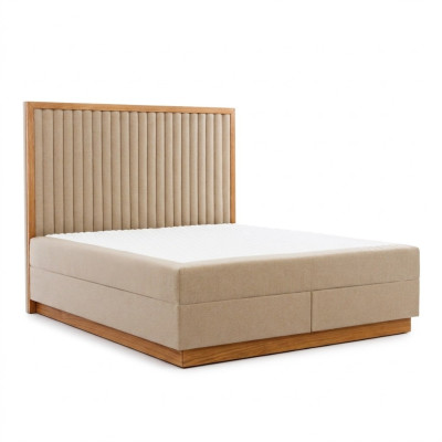Habitación de dormir beige-marrón Cama Diseñador Camas Dobles Cama textil