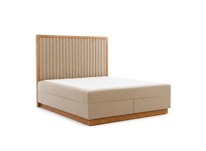 Habitación de dormir beige-marrón Cama Diseñador Camas Dobles Cama textil