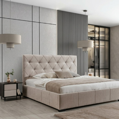 Cama tapizada de lujo Cabecera alta Dormitorio Decoración