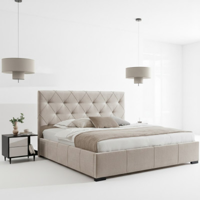 Cama tapizada de lujo Cabecera alta Dormitorio Decoración