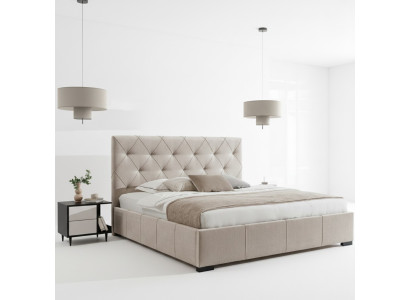 Cama tapizada de lujo Cabecera alta Dormitorio Decoración