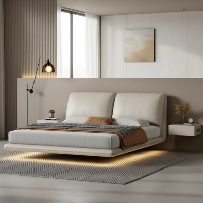 Literally, the translation is: Cama de pared blanca Dormitorio Diseñador Estructura de madera Muebles Camas dobles