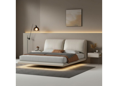 Literally, the translation is: Cama de pared blanca Dormitorio Diseñador Estructura de madera Muebles Camas dobles