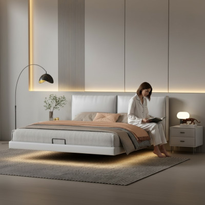 Dormitorio blanco cama de pared, camas de diseñador marco de madera, camas dobles