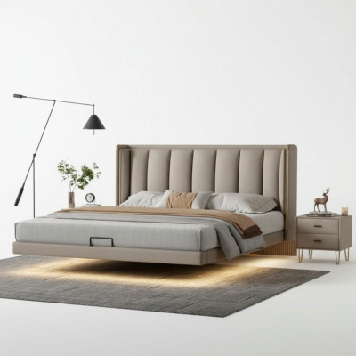 Dormitorio blanco cama doble lujo diseño muebles marco de madera camas