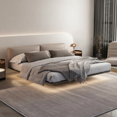 Dormitorio gris claro Cama Cama doble Camas de lujo Marco de madera
