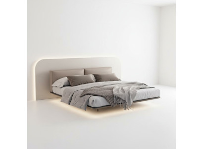 Dormitorio gris claro Cama Cama doble Camas de lujo Marco de madera