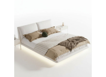 Dormitorio blanco Cama de diseñador Camas textiles de lujo de madera Camas dobles