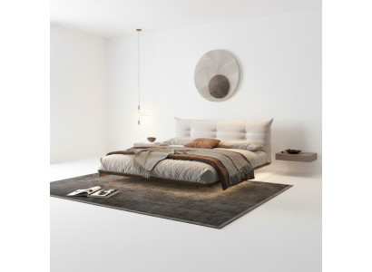 Dormitorio blanco Cama de diseño Cama de pared con LED Estructura de madera Muebles