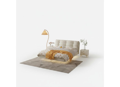 Dormitorio Estructura de madera Muebles Cama doble blanca Camas de cuero Camas textiles