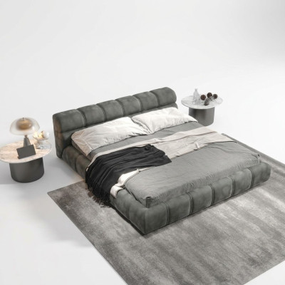 Cama de dormitorio gris bajo cama de diseñador cama doble estilo moderno