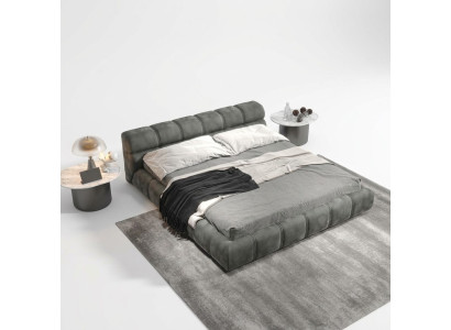Cama de dormitorio gris bajo cama de diseñador cama doble estilo moderno