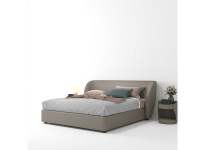 Dormitorio de diseñador gris cama doble camas textiles de madera camas de cuero