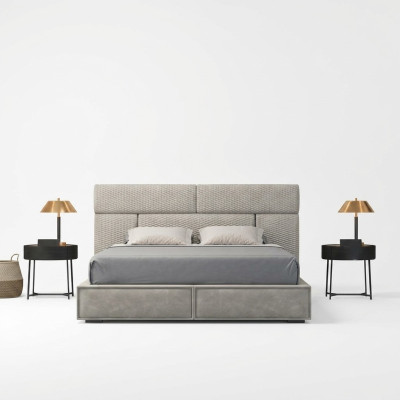 Cama doble gris diseño dormitorio muebles cama de cuero estructura de madera
