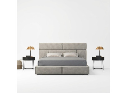 Cama doble gris diseño dormitorio muebles cama de cuero estructura de madera