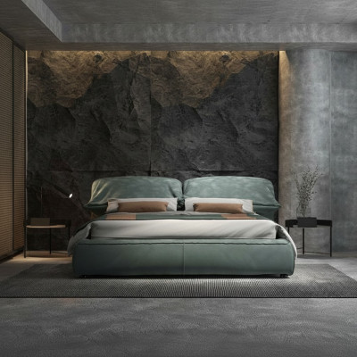 Dormitorio verde cama diseñador cama doble de lujo Material del bastidor de madera