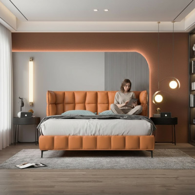 Naranjas de cama doble dormitorio muebles camas textiles estructura de madera elegante