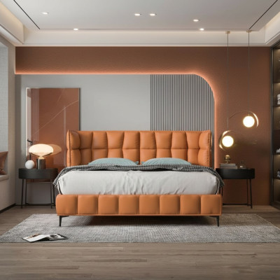 Naranjas de cama doble dormitorio muebles camas textiles estructura de madera elegante