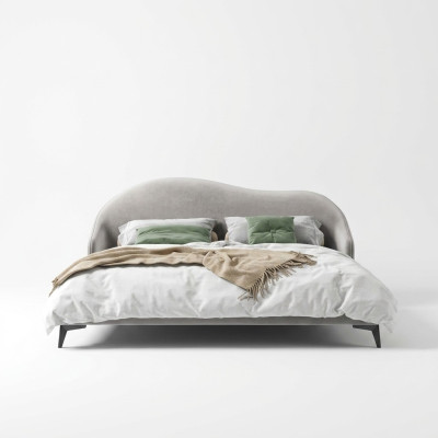 Cama de tela gris Dormitorio Camas de lujo Dobles elegantes Muebles con estilo