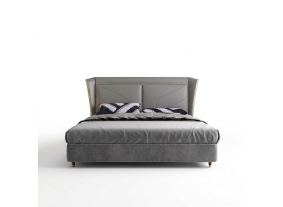 Dormitorio gris Cama doble Camas de diseñador Estructura de madera Camas de cuero