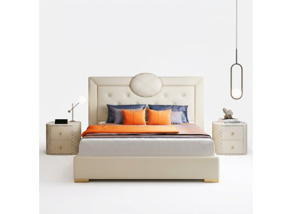 Gran dormitorio blanco cama doble Marco de madera de diseñador Cama moderna
