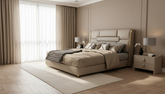 Mobiliario de dormitorio Diseñador de camas Estructura de madera Cama doble Camas modernas