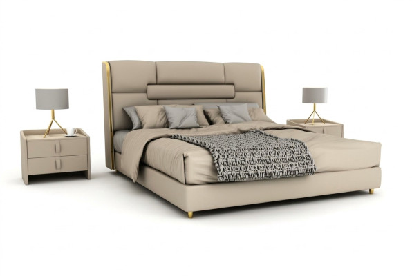 Mobiliario de dormitorio Diseñador de camas Estructura de madera Cama doble Camas modernas
