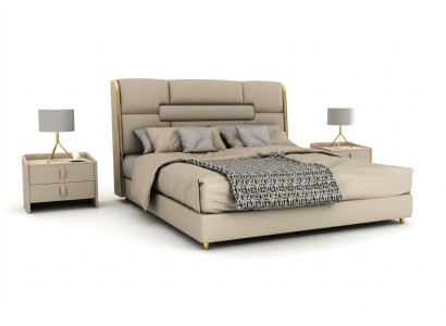 Mobiliario de dormitorio Diseñador de camas Estructura de madera Cama doble Camas modernas